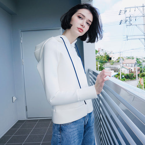 Color blocked lace up breathable layer autumn women's top jacket casual hooded short jacket women's autumn and winter jacket