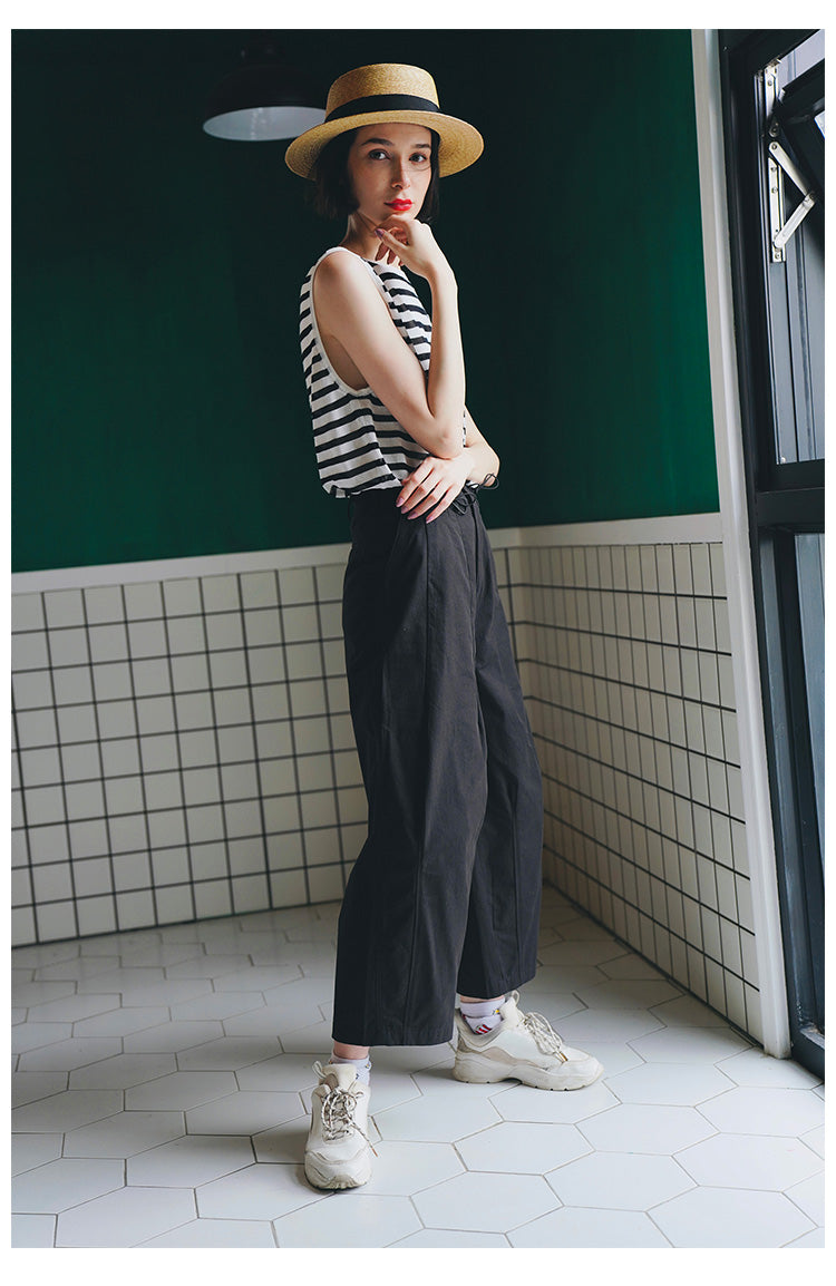 Trendy Versatile Sleeveless Striped Knitted Vest for Women Loose Casual Outerwear Women's Top