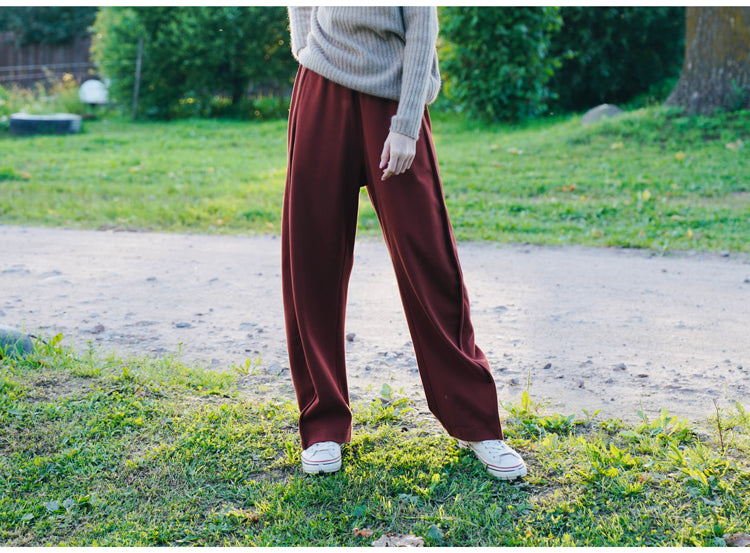 Ladies' fashionable and versatile high waisted wide leg pants, banana pants, casual sports pants