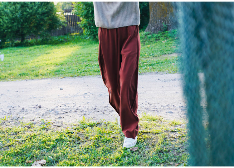 Ladies' fashionable and versatile high waisted wide leg pants, banana pants, casual sports pants