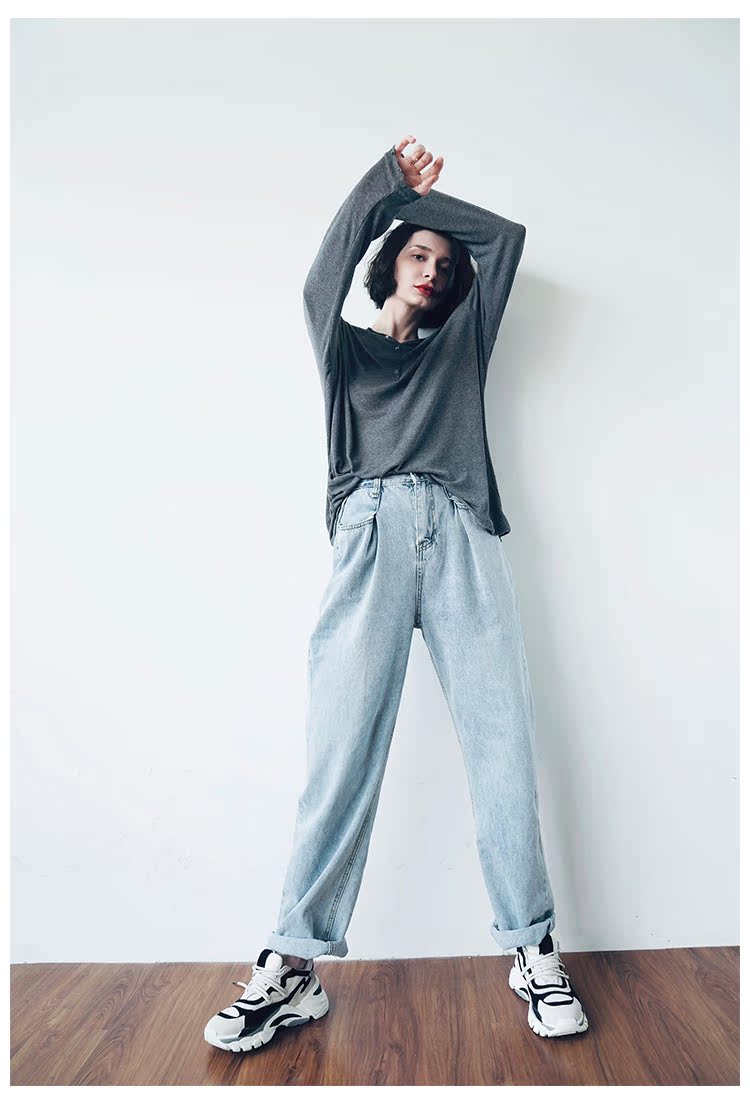 Temperament Knitted Women's Long Sleeve Summer Top Thin Black Grey Women's Loose Casual Sunscreen T-shirt