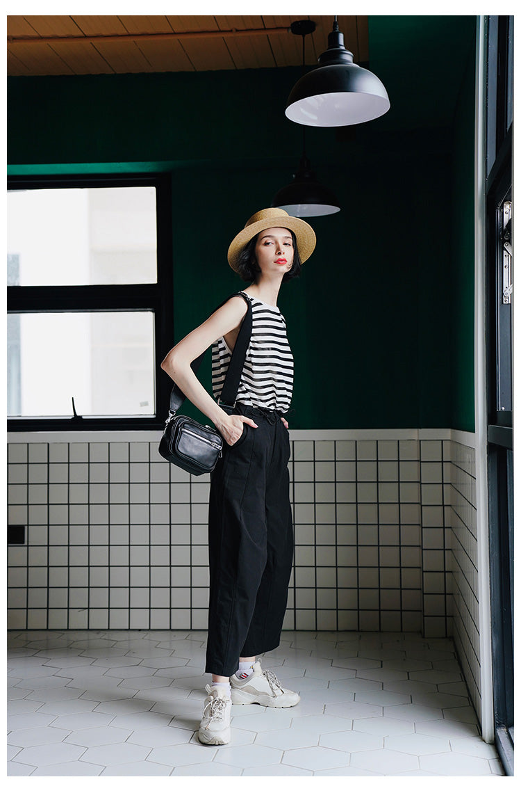 Trendy Versatile Sleeveless Striped Knitted Vest for Women Loose Casual Outerwear Women's Top