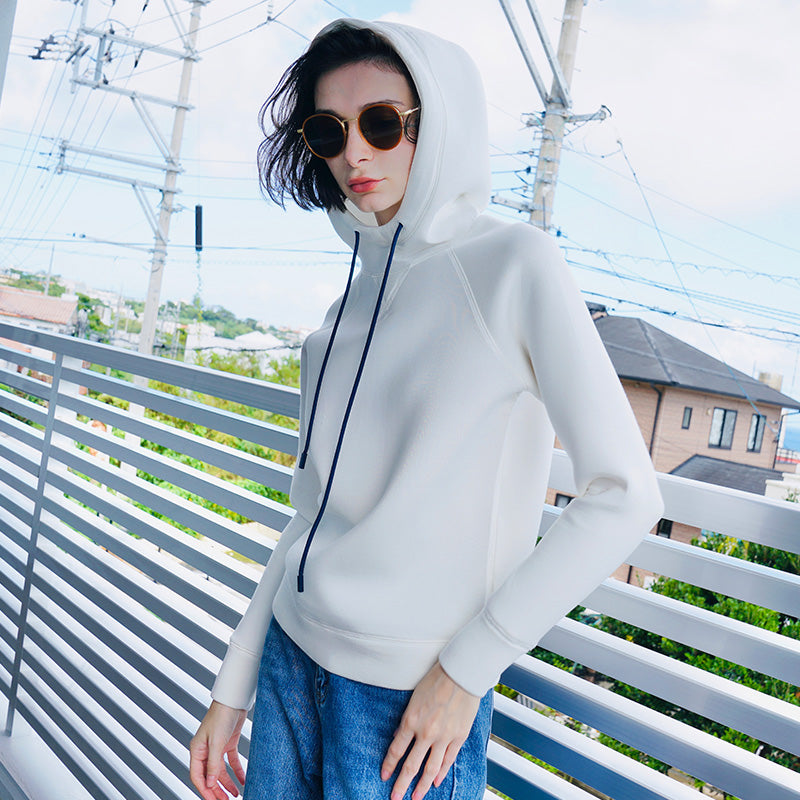 Color-Block Drawstring Thickened Sweatshirt Women's Autumn and Winter Short Hooded Sweatshirt Women's fashion Space Cotton Sweatshirt Women