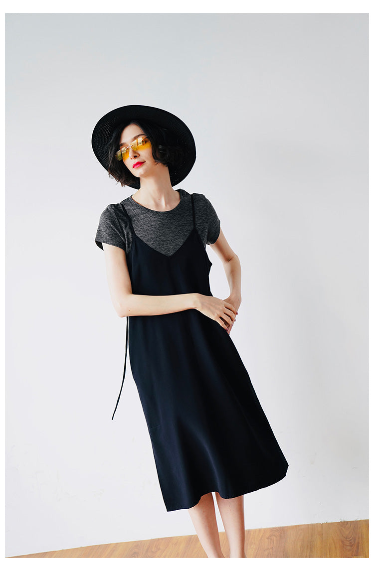 Retro style long suspender dress, summer new suspender dress, age reducing and slimming, stylish dress