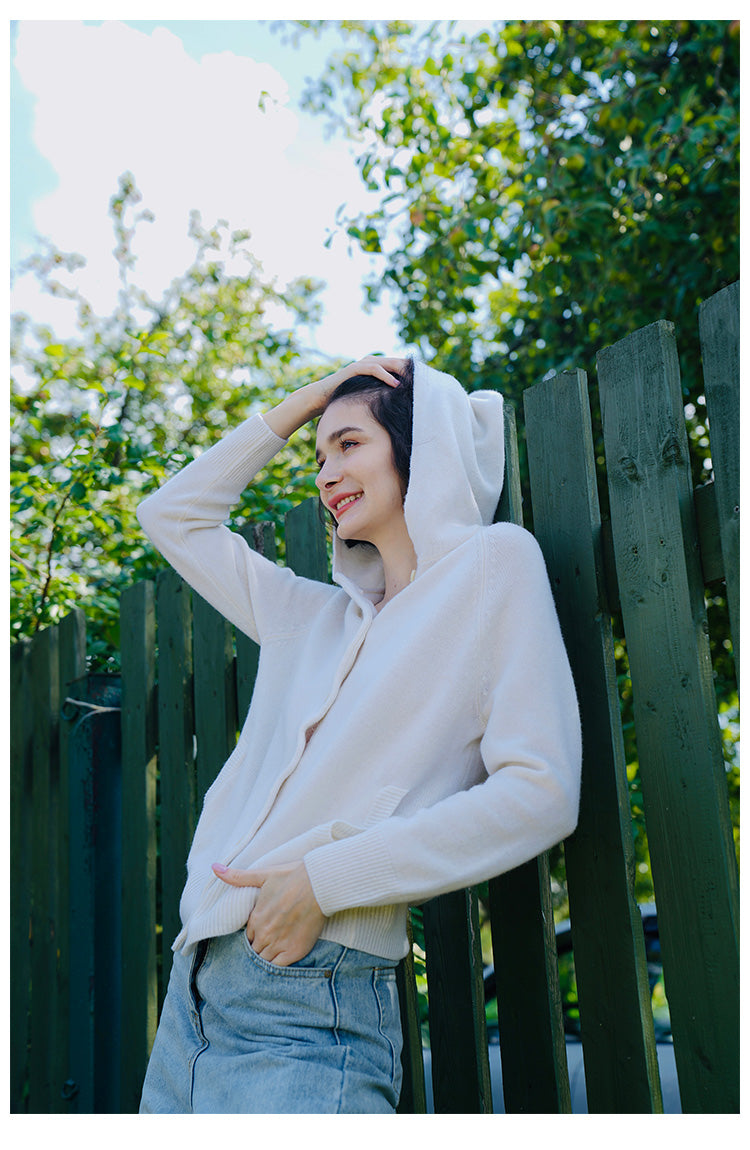 Japanese Style Hooded Sweater for Women Loose Outerwear Versatile Cardigan Wool Sweater for WomenFashionable Autumn Women's Clothing