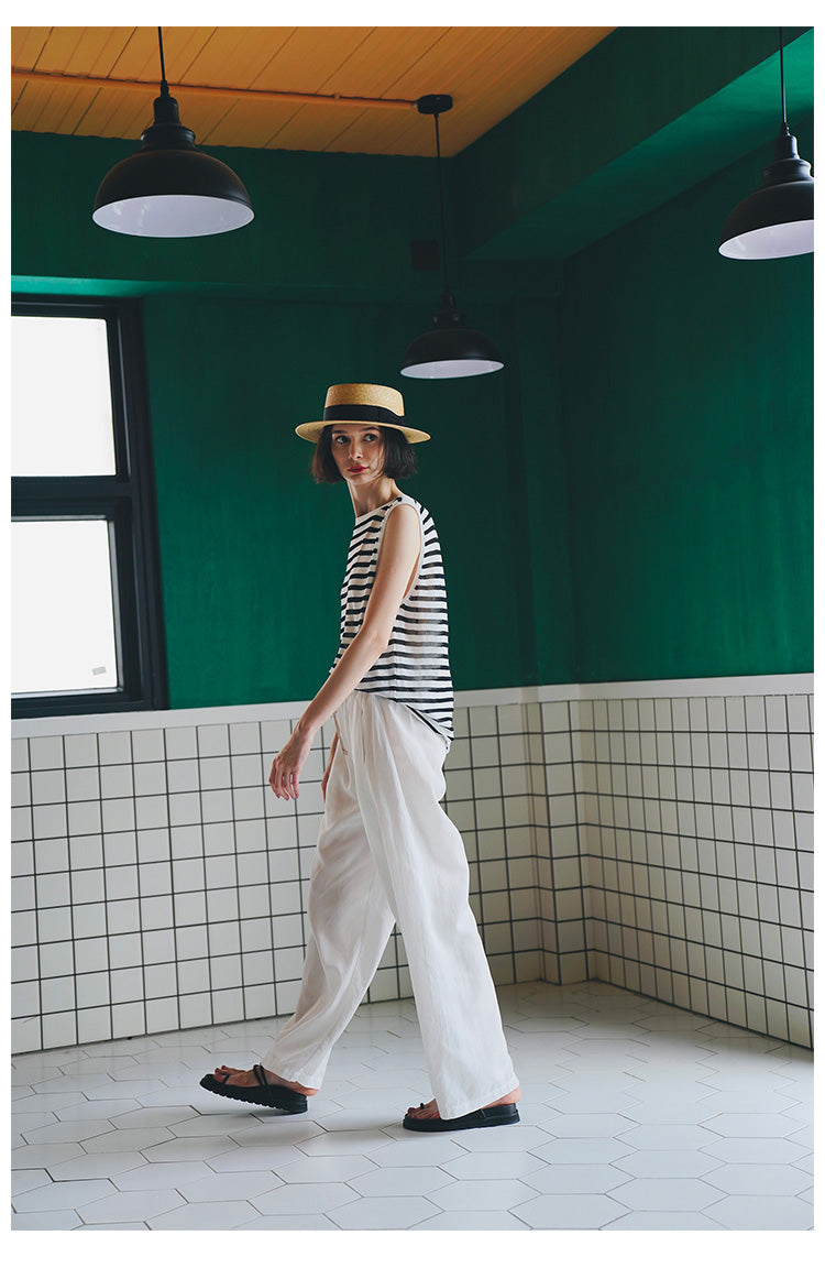 Trendy Versatile Sleeveless Striped Knitted Vest for Women Loose Casual Outerwear Women's Top