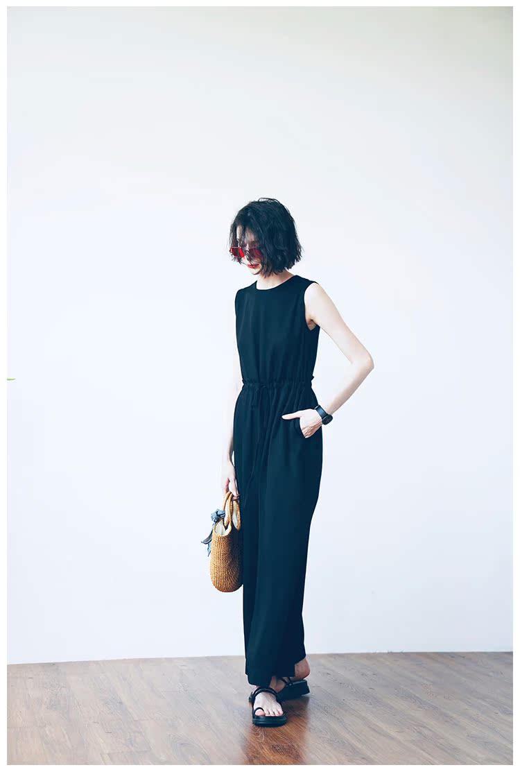 Women's Jumpsuit Tencel Jumpsuit Wide-Leg Pants for Women High-Waist Draped Casual Pants Loose Air Conditioning Pants