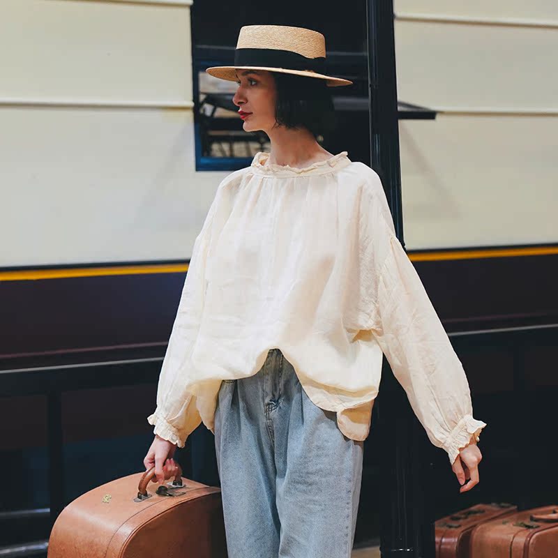 wear linen casual and fashionable long sleeved loose shirts in both front and back