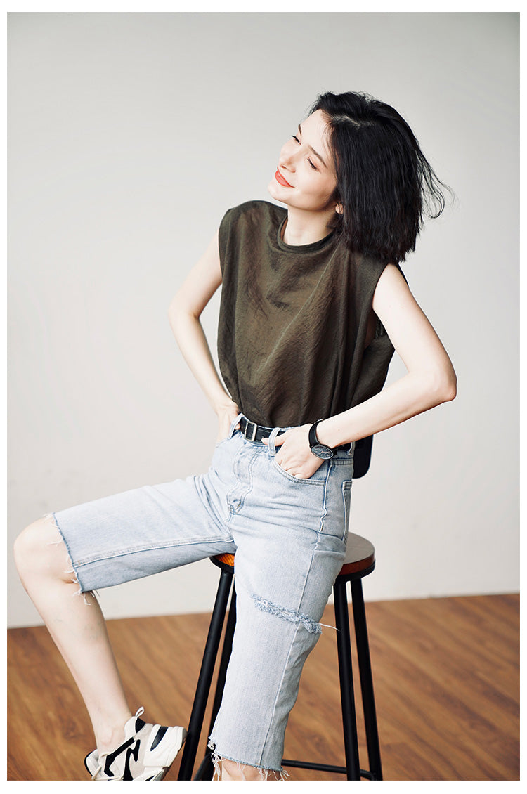 Lightweight, comfortable,  Trendy Women's Summer Loose Fit Short Sleeve, Unique Solid Color  Women's T-shirt