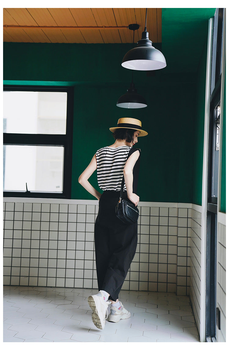 Trendy Versatile Sleeveless Striped Knitted Vest for Women Loose Casual Outerwear Women's Top