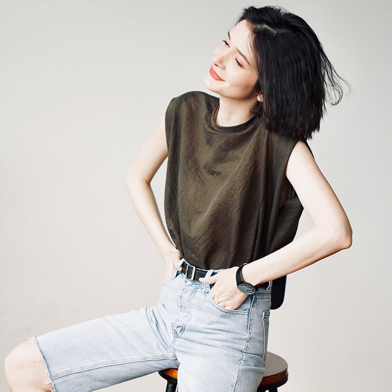 Lightweight, comfortable,  Trendy Women's Summer Loose Fit Short Sleeve, Unique Solid Color  Women's T-shirt