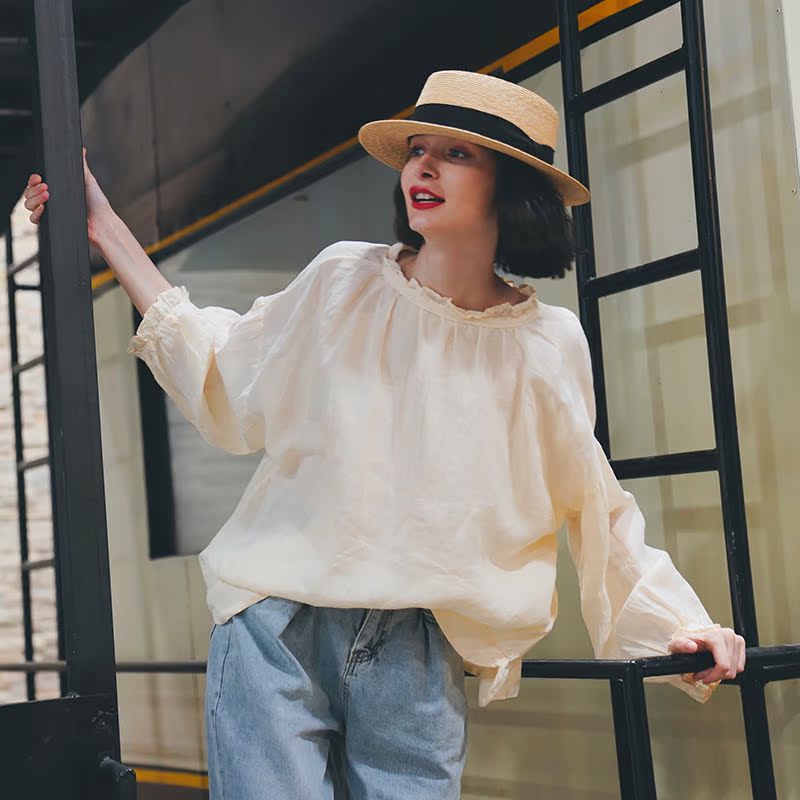 wear linen casual and fashionable long sleeved loose shirts in both front and back