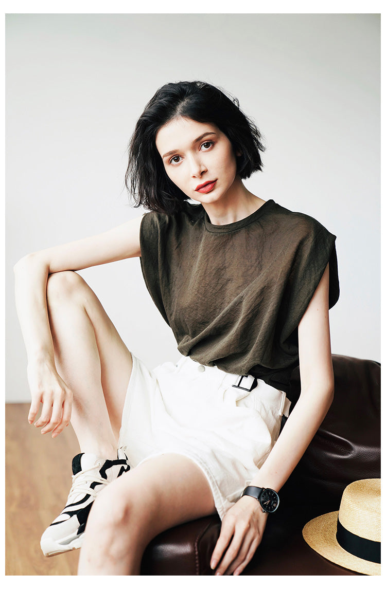 Lightweight, comfortable,  Trendy Women's Summer Loose Fit Short Sleeve, Unique Solid Color  Women's T-shirt