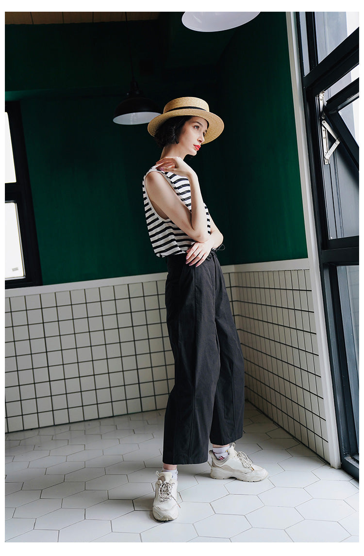 Trendy Versatile Sleeveless Striped Knitted Vest for Women Loose Casual Outerwear Women's Top