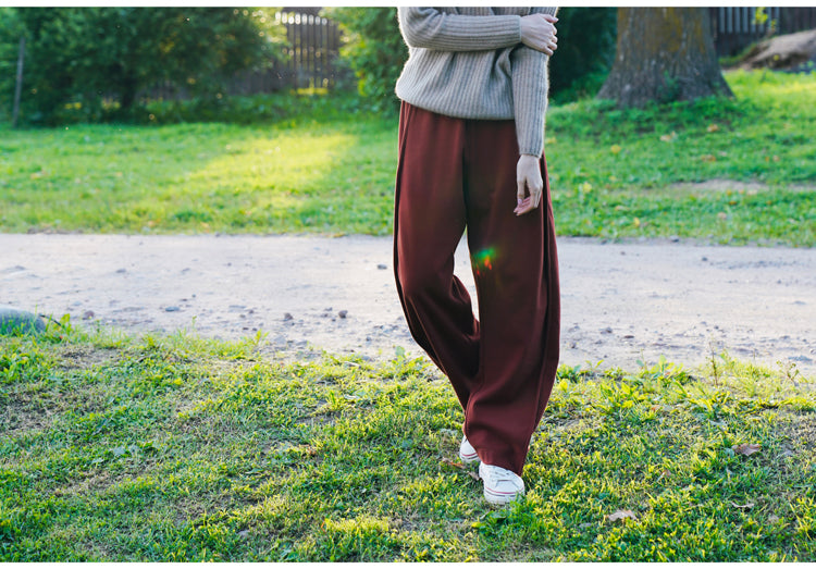 Ladies' fashionable and versatile high waisted wide leg pants, banana pants, casual sports pants